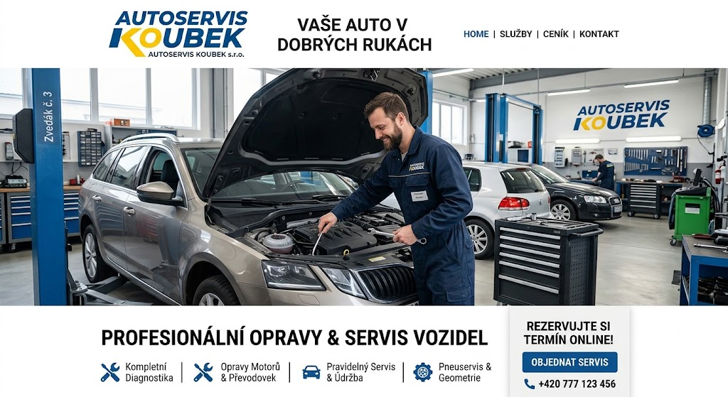 Ilustrační foto — náhled webové stránky autoservisu